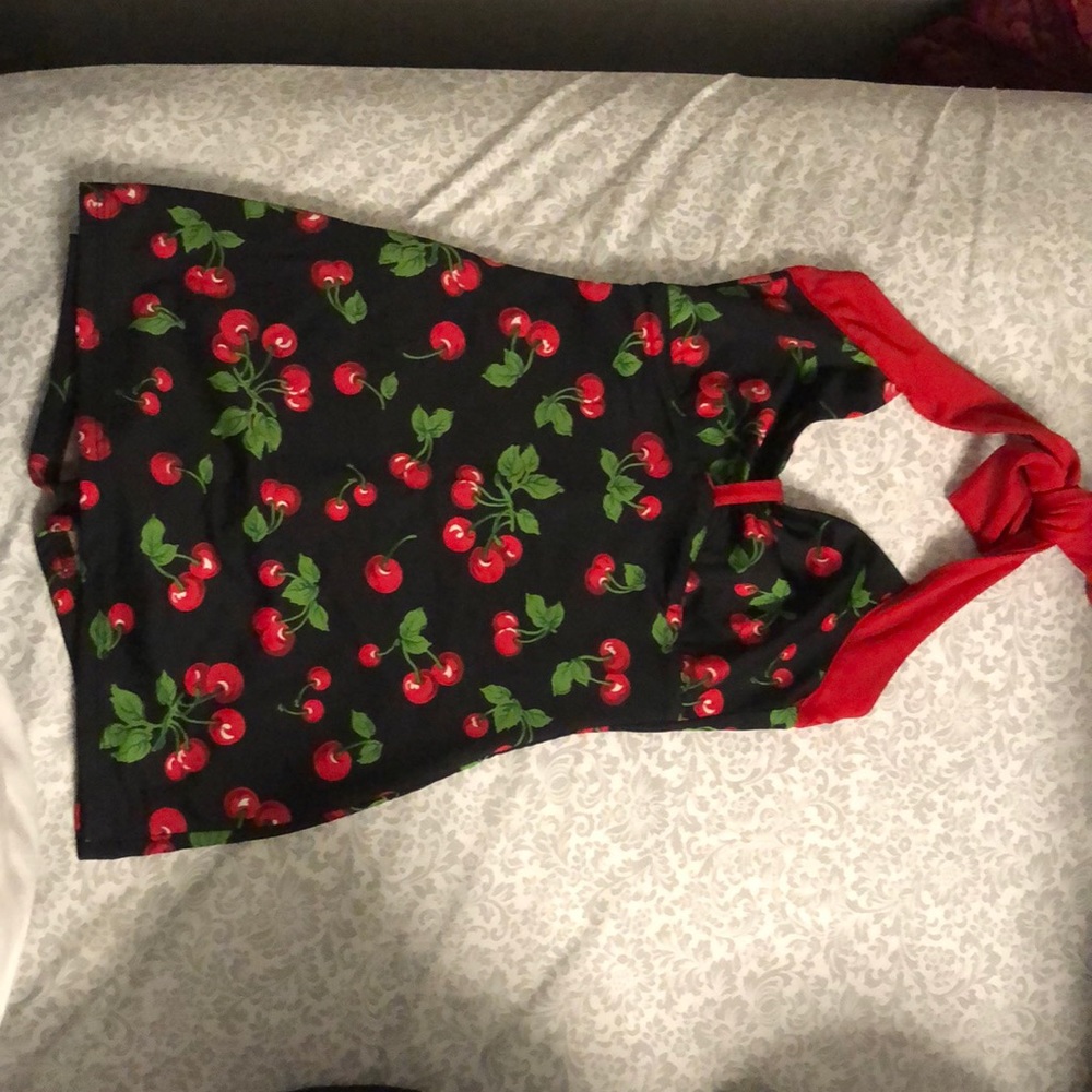 Pinup Couture Cherry Print Halter Bathing Suit